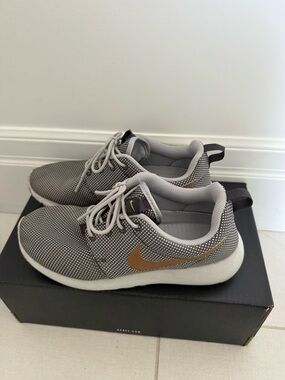 Nike Grey and Gold Mesh Sneakers
